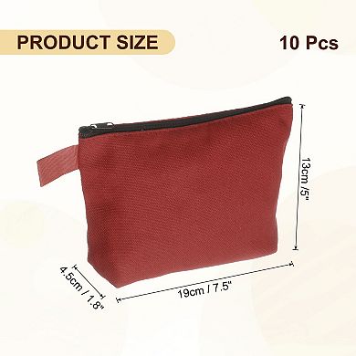 10Pcs Travel Canvas Bags Bulk Plain Toiletry Zipper Pouches Blank DIY Craft Bags