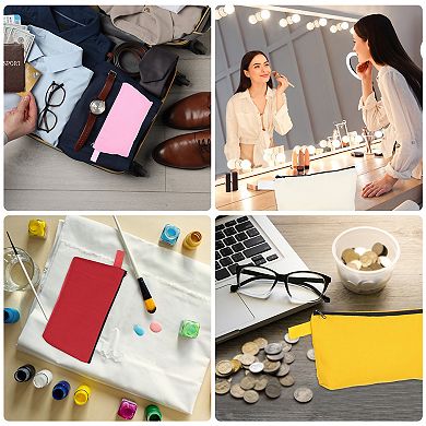 10Pcs Travel Canvas Bags Bulk Plain Toiletry Zipper Pouches Blank DIY Craft Bags