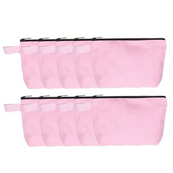 10 pc Travel Canvas Bags Bulk Plain Toiletry Zipper Pouches Blank DIY Craft Bags