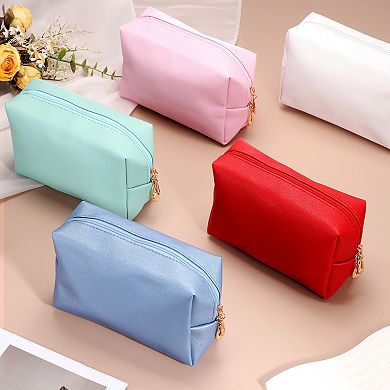 PU Leather Travel Toiletry Bag Square Organizer Bag Zipper Pouch for Women 1 Pcs
