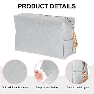 PU Leather Travel Toiletry Bag Square Organizer Bag Zipper Pouch for Women 1 Pcs