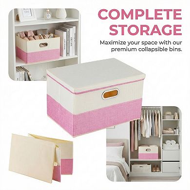 Storage Cube Fabric Storage Bin with Lids for Shelves Collapsible Storage Basket for Clothes