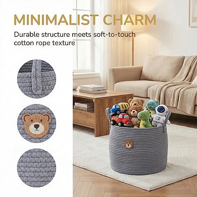 1 Pcs Woven Storage Basket, Shelf Closet Storage Bin for Clothes, Organizer Bin with Widened Handles