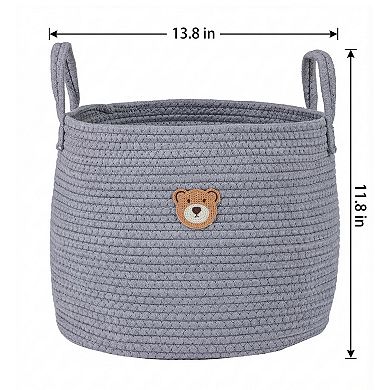 1 Pcs Woven Storage Basket, Shelf Closet Storage Bin for Clothes, Organizer Bin with Widened Handles