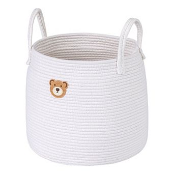1 pc Woven Storage Basket, Shelf Closet Storage Bin for Clothes, Organizer Bin with Widened Handles