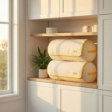 1 Pcs Clothes Storage Expandable Storage Bag Cylinder Moving Bag for Comforter with Handles