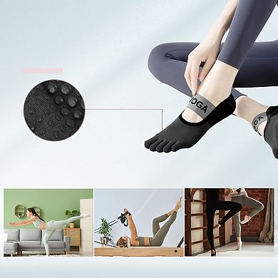 1Pair Pilates Socks with Non-Slip Grips, Yoga Socks