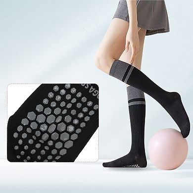 1Pair Pilates Socks with Non-Slip Grips, Yoga Socks for Barre Workout
