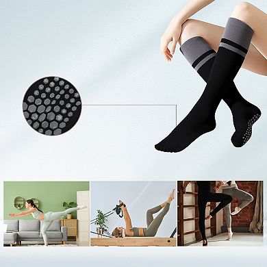 1Pair Pilates Socks with Non-Slip Grips, Yoga Socks for Barre Workout