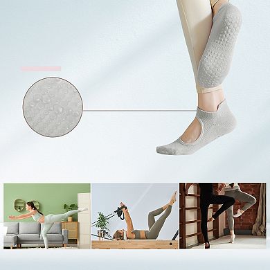 1Pair Pilates Socks with Non-Slip Grips, Breathable & Comfortable