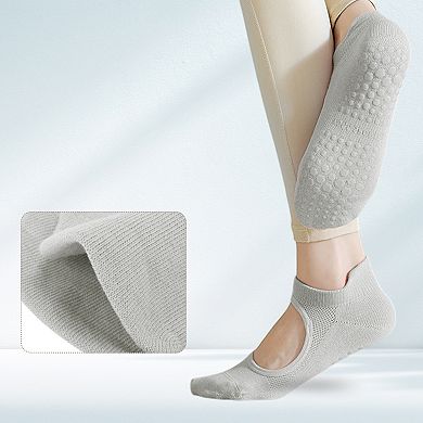 1Pair Pilates Socks with Non-Slip Grips, Breathable & Comfortable