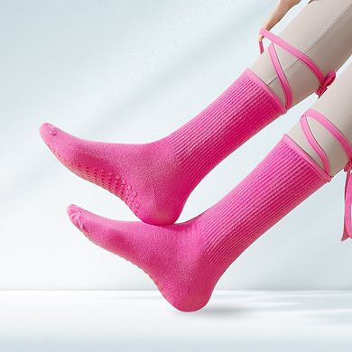 1Pair For Barre Workout, Pilates Socks with Non-Slip Grips
