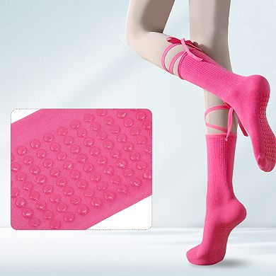 1Pair For Barre Workout, Pilates Socks with Non-Slip Grips