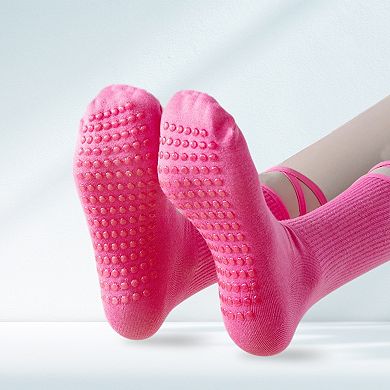 1Pair For Barre Workout, Pilates Socks with Non-Slip Grips