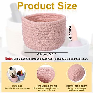 1Pc Cotton Rope Woven Storage Basket, Round