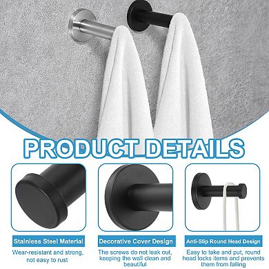0.87 x 0.63 Inch(LxDIA)Stainless Steel Bathroom Towel Hook 4Pcs