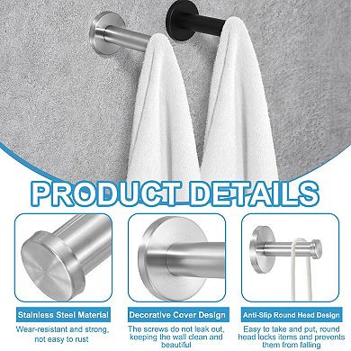 0.87 x 0.63 Inch(LxDIA)Stainless Steel Towel Hook 4Pcs