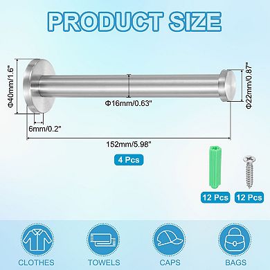 0.87 x 0.63 Inch(LxDIA) Bathroom Towel Hook 4Pcs