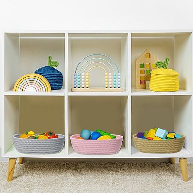 1Pc Shelf Closet Storage Gift Woven Baskets Box Bin, Oval