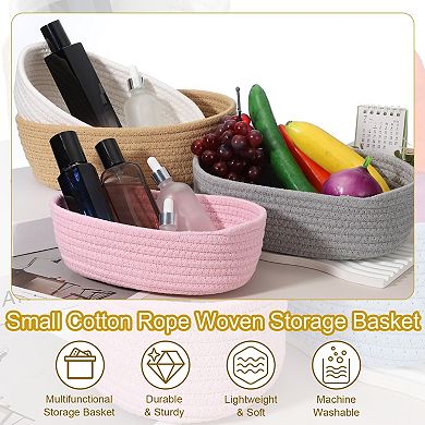 1Pc Shelf Closet Storage Gift Woven Baskets Box Bin, Oval