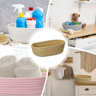 1Pc Shelf Closet Storage Gift Woven Baskets Box Bin, Oval