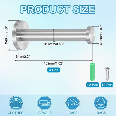Stainless Steel Bathroom Towel Hook 4Pcs