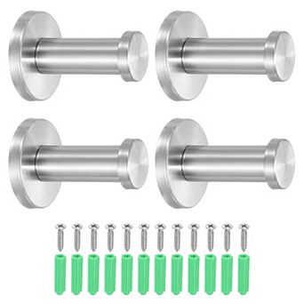 0.87 x 0.63 Inch(LxDIA)Stainless Steel Bathroom Clothes Hooks 4 pc