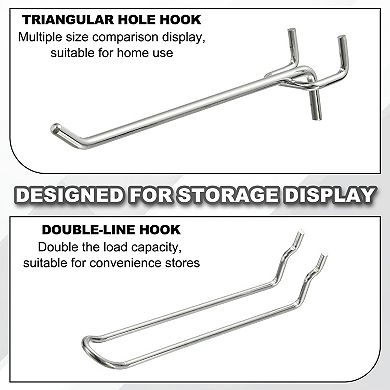 12PCS 1mm Peg Board Hooks Kit Pegboard Garage for Shelving Tool 5.9 Inch (L), Silver Tone