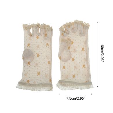 Half Finger Mesh Sunblock Fingerless Gloves for Women 1 Pair Beige