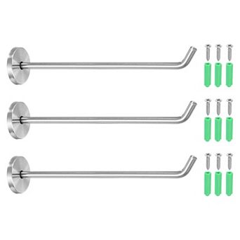 7.87 Inch(L) 3 pc Bathroom Towel Hooks Round Wall Mounted Hook, Silver