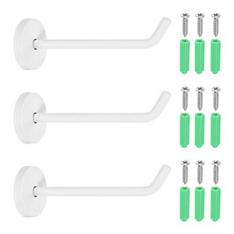 4.72 Inch(L) 3 pc Bathroom Towel Hooks Round Wall Mounted Hook, White