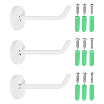 3.94 Inch(L) 3 pc Bathroom Towel Hooks Round Wall Mounted Hook, White
