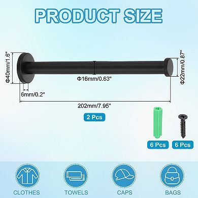 7.95 Inch Robe Hooks Round Wall Mounted Hook, 0.87 x 0.63 Inch(LxDIA)