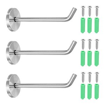 4.72 Inch(L) 3 pc Bathroom Towel Hooks Round Wall Mounted Hook, Silver
