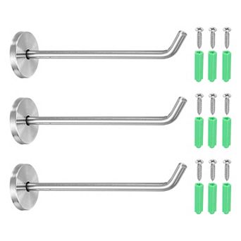 5.91 Inch(L) 3 pc Bathroom Towel Hooks Round Wall Mounted Hook, Silver