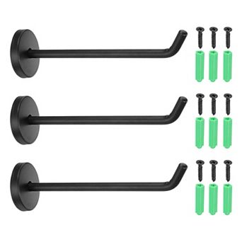 5.91 Inch(L) 3 pc Bathroom Towel Hooks Round Wall Mounted Hook, Black