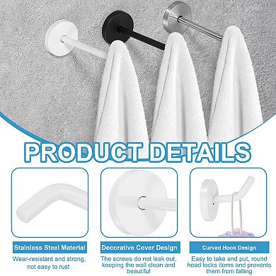 1.97 Inch(L) 3Pcs Bathroom Towel Hooks Round Wall Mounted Hook, White