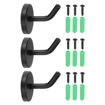1.97 Inch(L) 3 pc Bathroom Towel Hooks Round Wall Mounted Hook, Black