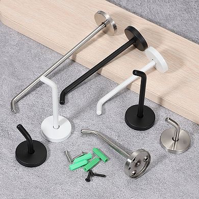 7.87 Inch(L) 3Pcs Bathroom Towel Hooks Round Wall Mounted Hook, Black