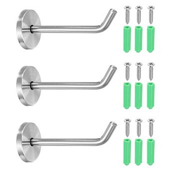 3.94 Inch(L) 3 pc Bathroom Towel Hooks Round Wall Mounted Hook, Silver