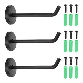 4.72 Inch(L) 3 pc Bathroom Towel Hooks Round Wall Mounted Hook, Black