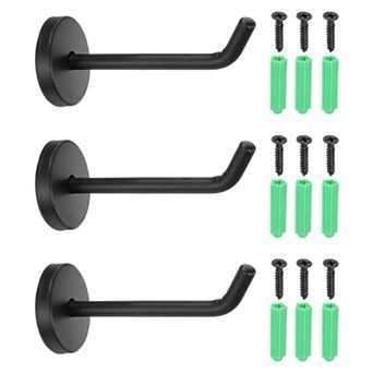 3.94 Inch(L) 3 pc Bathroom Towel Hooks Round Wall Mounted Hook, Black