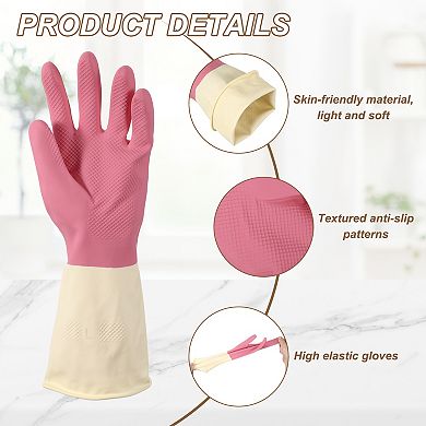 1SET Rubber Cleaning Gloves, Reusable Household Dishwashing