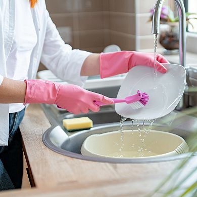 1SET Rubber Cleaning Gloves, Reusable Household Dishwashing