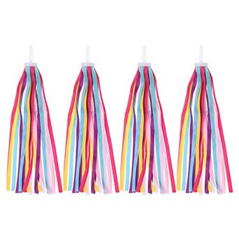 4 pc Bike Streamers, Colorful Scooter Handlebar Tassels Grips Ribbon