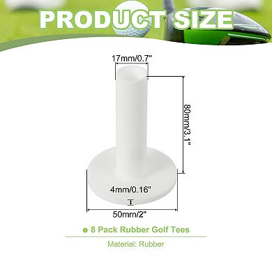 8PCS 3.1 Inch Rubber Golf Tee, Golf Practice Tees Training