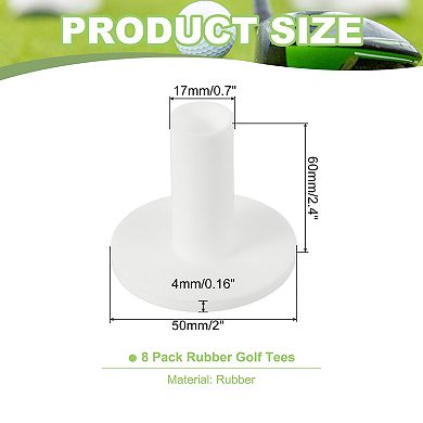 8PCS 2.4 Inch Rubber Golf Tee, Golf Practice Tees Training