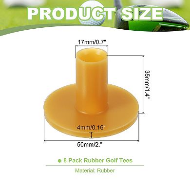 8PCS 2 x 0.16 Inch(OD*T) Rubber Golf Tee, Golf Practice Tees Training, Yellow