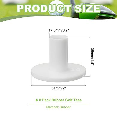 8PCS 2 Inch Rubber Golf Tee, Golf Practice Tees Training, White