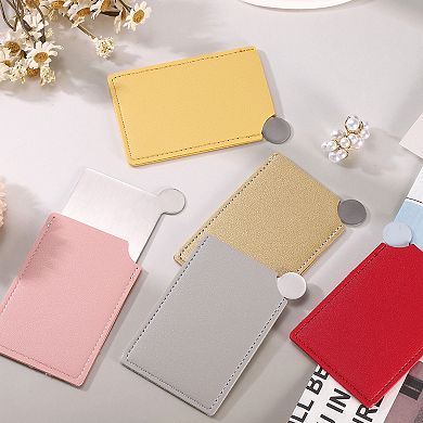 2Pcs Travel Handheld Mirror with Leather Case for Women